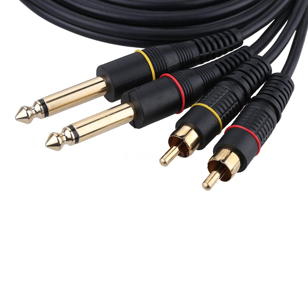 10ft Dual RCA Male Jack to Dual 6.35mm TRS Male Plug Stereo Audio Cable ...